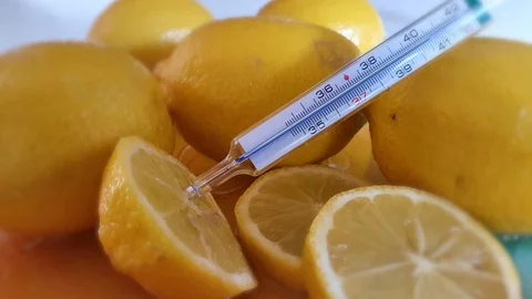 Lemon and Thermometer Stock Footage 124059052