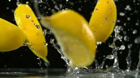 Lemon and water splash, Slow Motion Stock Footage