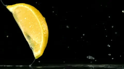 Lemon and water splash, Slow Motion Stock Footage 10700517