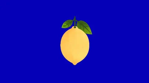 Lemon Animation on Blue Screen Background Видео 345096559