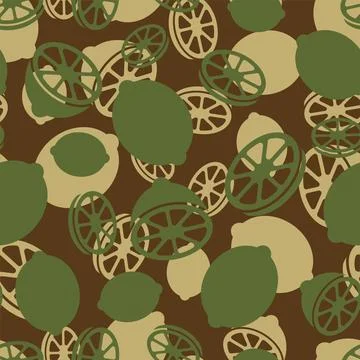 Lemon Army pattern seamless. Military background fruit. Texture khaki, gree.. Stock Illustration
