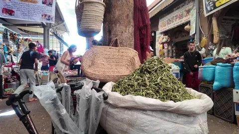 Lemon Balm Tea Leaves at Souk El Had, Agadir, Morocco: 26-07-2024 Stock Footage 280827679