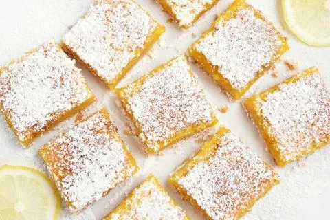 Lemon bars, top view Stock Photos