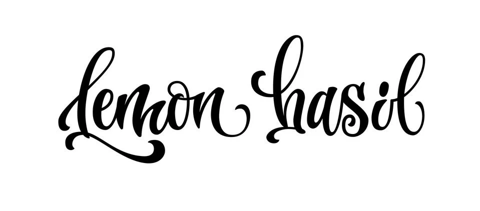 Lemon basil - vector hand drawn calligraphy style lettering word. Stock Illustration