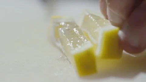 Lemon Being Sliced Stock Footage 82533747