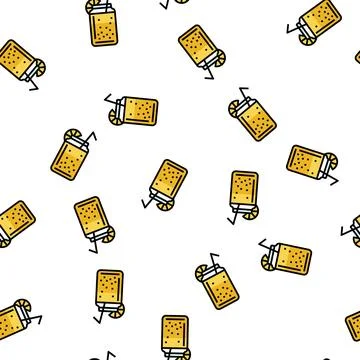 Lemon beverage drink vector seamless pattern Stock Illustration