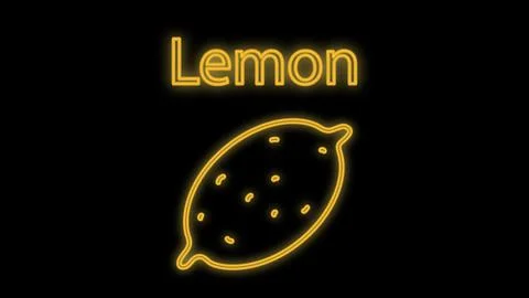Lemon on a black background, vector illustration, pattern. bright neon lemon. 스톡 일러스트