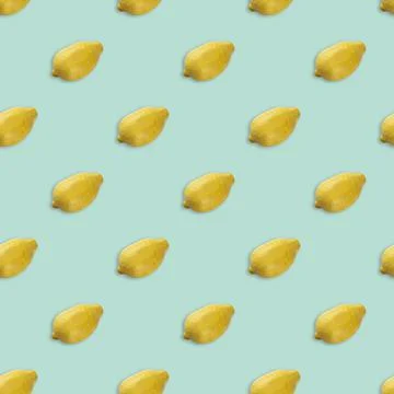Lemon on a blue background seamless pattern Stock Photos