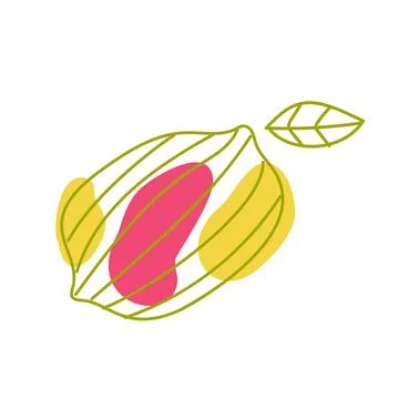 Lemon in the boho style. A line and a spot. Stock Illustration