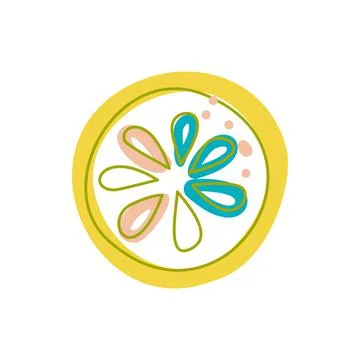 Lemon in the boho style. A line and a spot. Stock Illustration