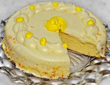 Lemon cake with icing Stock Photos