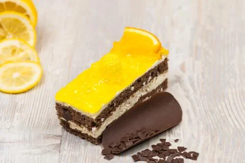 The lemon cake on the table Stock Photos