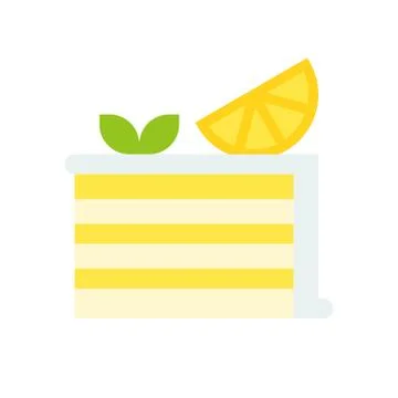 Lemon cake vector illustration, flat style icon Stock Illustration