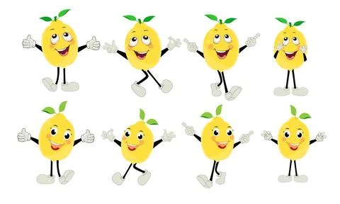 Lemon character design. Vector Illustration Flat Lemon Cute Character Stock Illustration