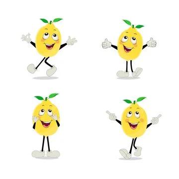 Lemon character design. Vector Illustration Flat Lemon Cute Character Stock Illustration