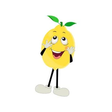 Lemon character design. Vector Illustration Flat Lemon Cute Character Stock Illustration