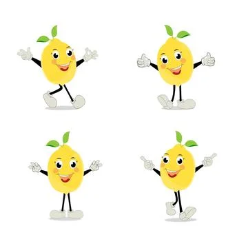 Lemon character design. Vector Illustration Flat Lemon Cute Character Stock Illustration