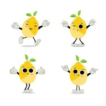 Lemon character design. Vector Illustration Flat Lemon Cute Character Stock Illustration