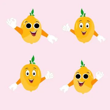 Lemon character design. Vector Illustration Flat Lemon Cute Character Stock Illustration