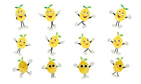 Lemon character design. Vector Illustration Flat Lemon Cute Character Illustrazione stock
