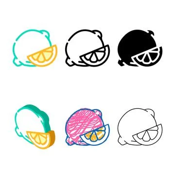 Lemon citrus color icon vector stylized flat Illustrazione stock