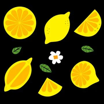 Lemon, citrus, fruit, juicy vector icons. Stock Illustration