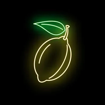 Lemon citrus fruit neon glowing line icon Illustration