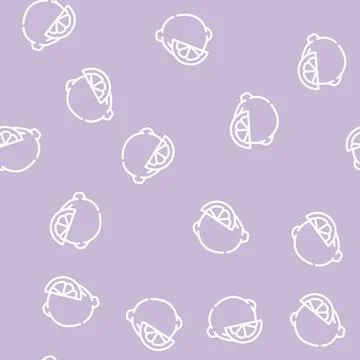 Lemon citrus line vector seamless pattern flat Illustrazione stock