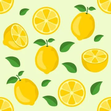 Lemon citrus repeat pattern fabric gift wrap wall texture background vector Stock Illustration