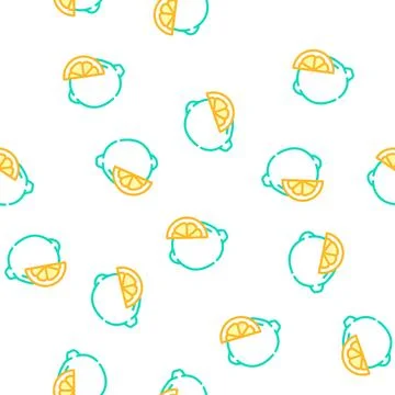 Lemon citrus vector seamless pattern flat Illustrazione stock