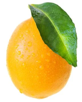 Lemon close up with leaf isolated Stock Photos