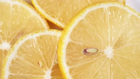 Lemon close-up. rotating lemon slices close-up slow mo Stock Footage 168508735