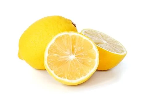Lemon close up on white background. Stock Photos
