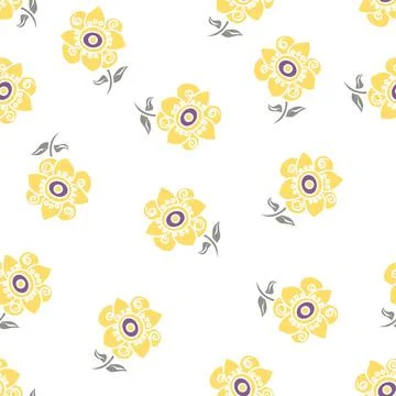 Lemon Colored Daisy Pattern On White Stock Illustration