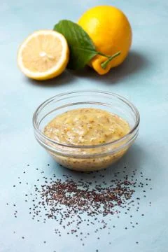 Lemon curd chia pudding Stock Photos