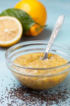 Lemon curd chia pudding Stock Photos