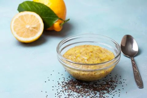 Lemon curd chia pudding Stock Photos
