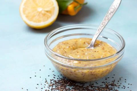 Lemon curd chia pudding Stock Photos