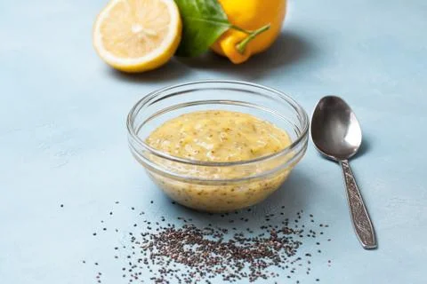 Lemon curd chia pudding Stock Photos