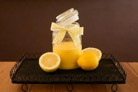 Lemon Curd in a Jar Stock Photos