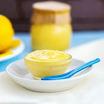 Lemon curd square crop Stock Photos