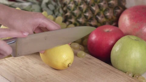 Lemon is cut into slices Stock Footage 84794000