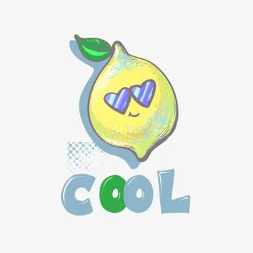Lemon cute cool character in sun glasses fashion patch for prints Stock Illustration