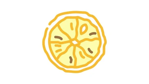 Lemon dried fruit color icon animation Stock Footage 327270232