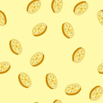 Lemon dried fruit isometric icon seamless pattern Stock Illustration