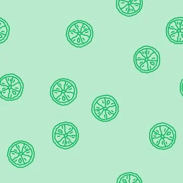 Lemon dried fruit line vector seamless pattern Stock Illustration