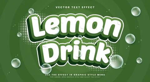 Lemon drink 3d editable Text Effect Template Stock Illustration