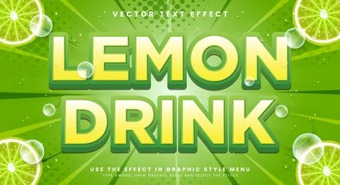 Lemon Drink editable text effect Template 스톡 일러스트