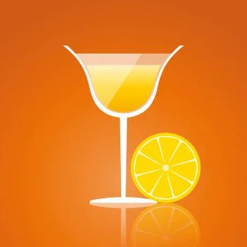 Lemon drink on an orange background Stock Illustration