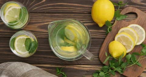 Lemon drink. Top view. Stock Footage 112638864
